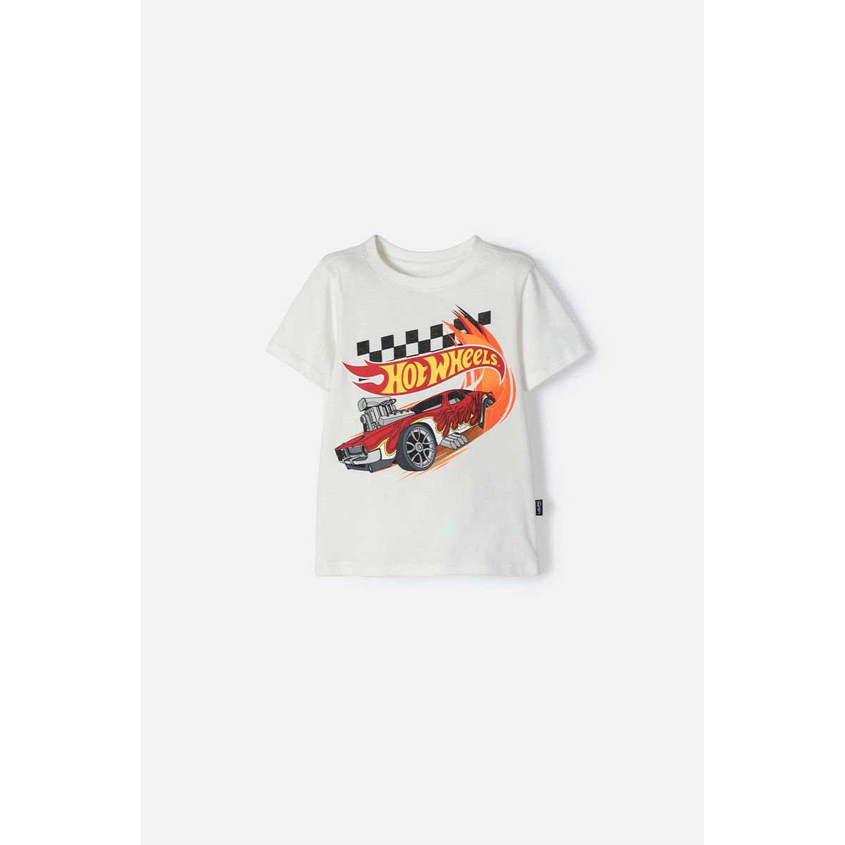 HOT WHEELS - Camiseta Hot Wheels manga corta marfil para niño 2T a 6T