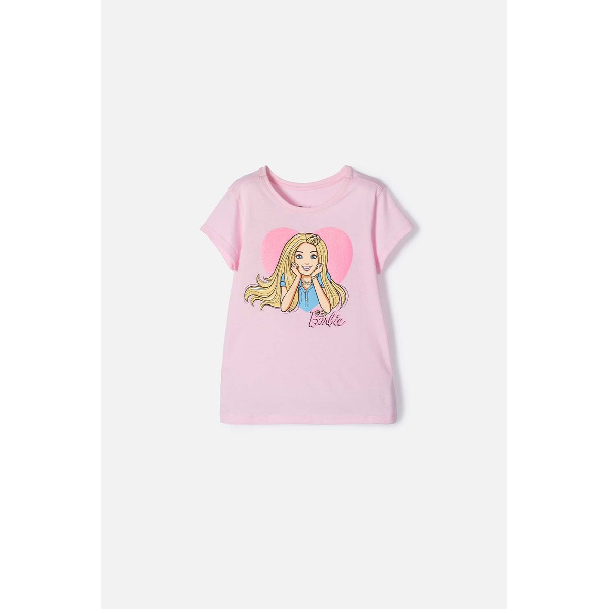 MATTEL - Camiseta de Barbie manga corta rosada para niña