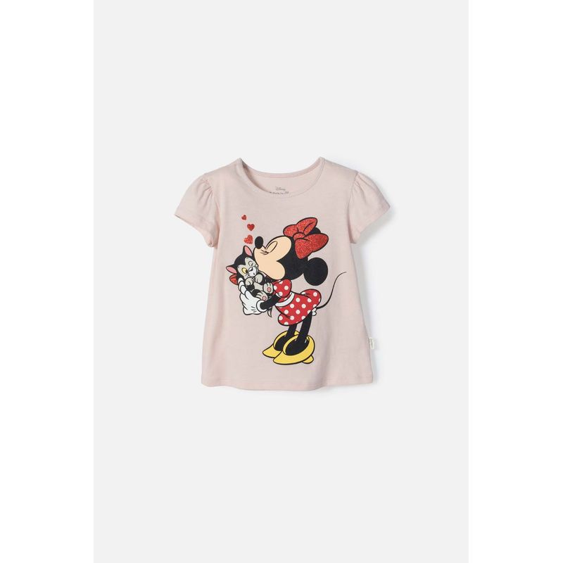 DISNEY - Camiseta de Minnie Mouse manga corta rosado para niña 2T a 5T