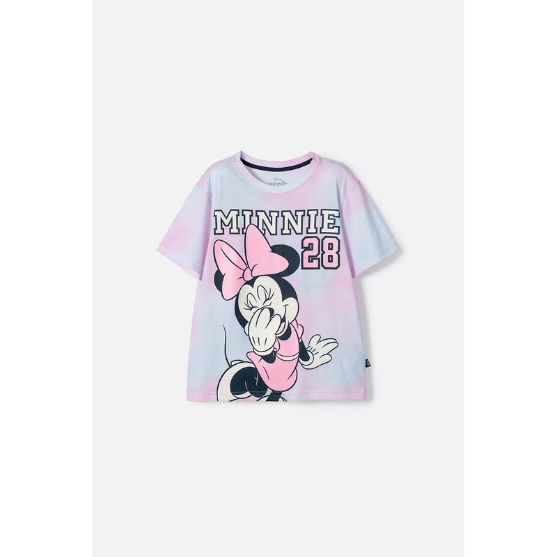 DISNEY - Camiseta de Minnie Mouse multicolor estampada en frente para niña