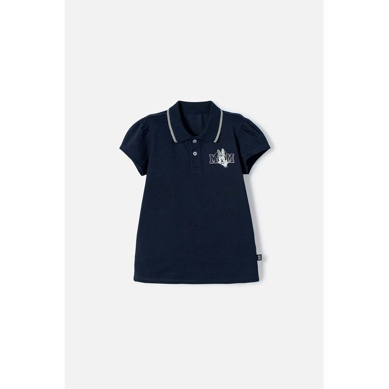 DISNEY - Camiseta de Minnie Mouse azul tipo polo para niña