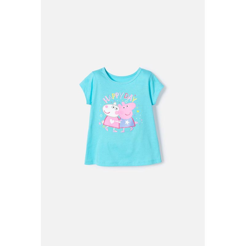 HASBRO - Camiseta de Peppa Pig manga corta azul para niña 2T a 5T