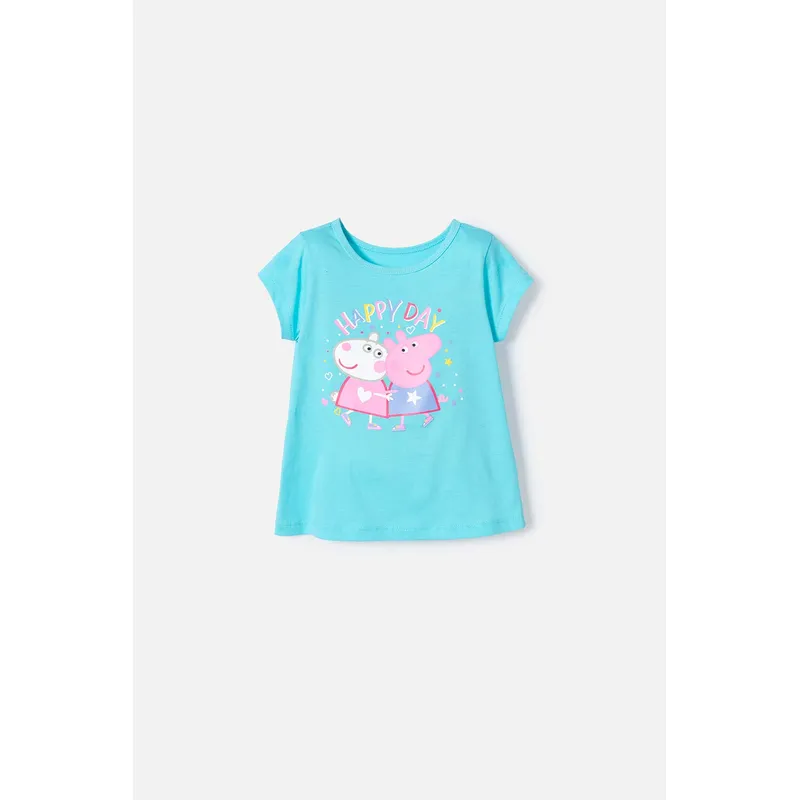 HASBRO - Camiseta de Peppa Pig manga corta azul para niña 2T a 5T