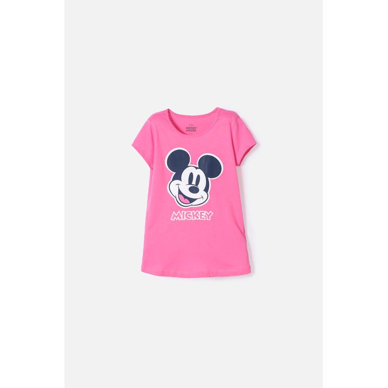 DISNEY - Camiseta de Mickey Mouse manga corta rosada para niña