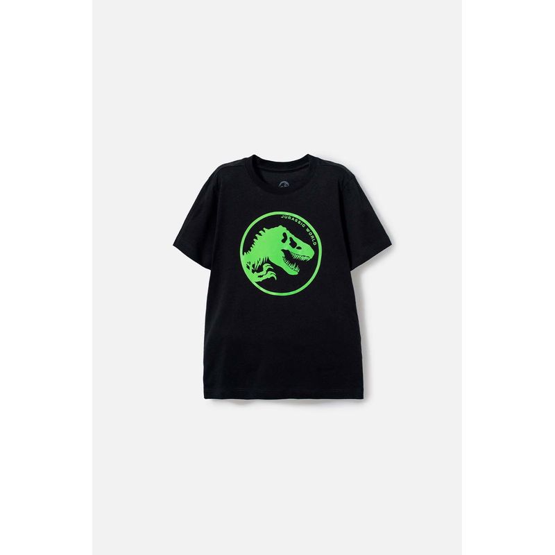UNIVERSAL - Camiseta de Jurassic World negra manga corta estampada para niño