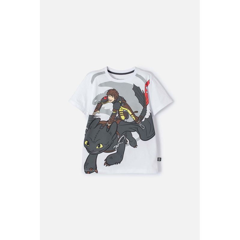 UNIVERSAL - Camiseta Cómo entrenar a tu dragón blanca manga corta para niño