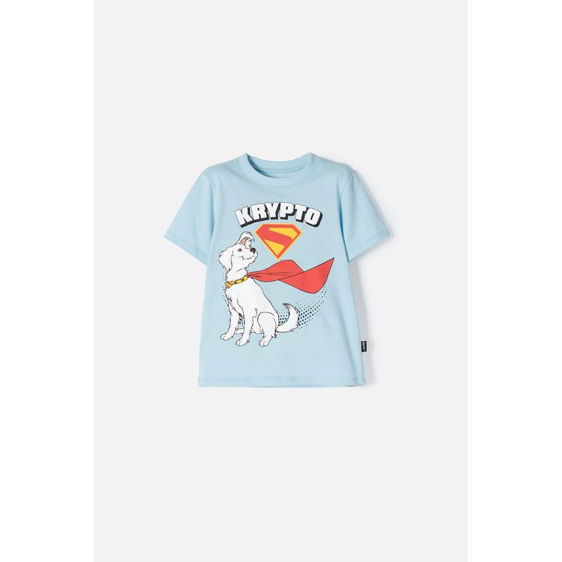 DC COMICS - Camiseta de Superman azul estampada en frente para niño 2T a 5T