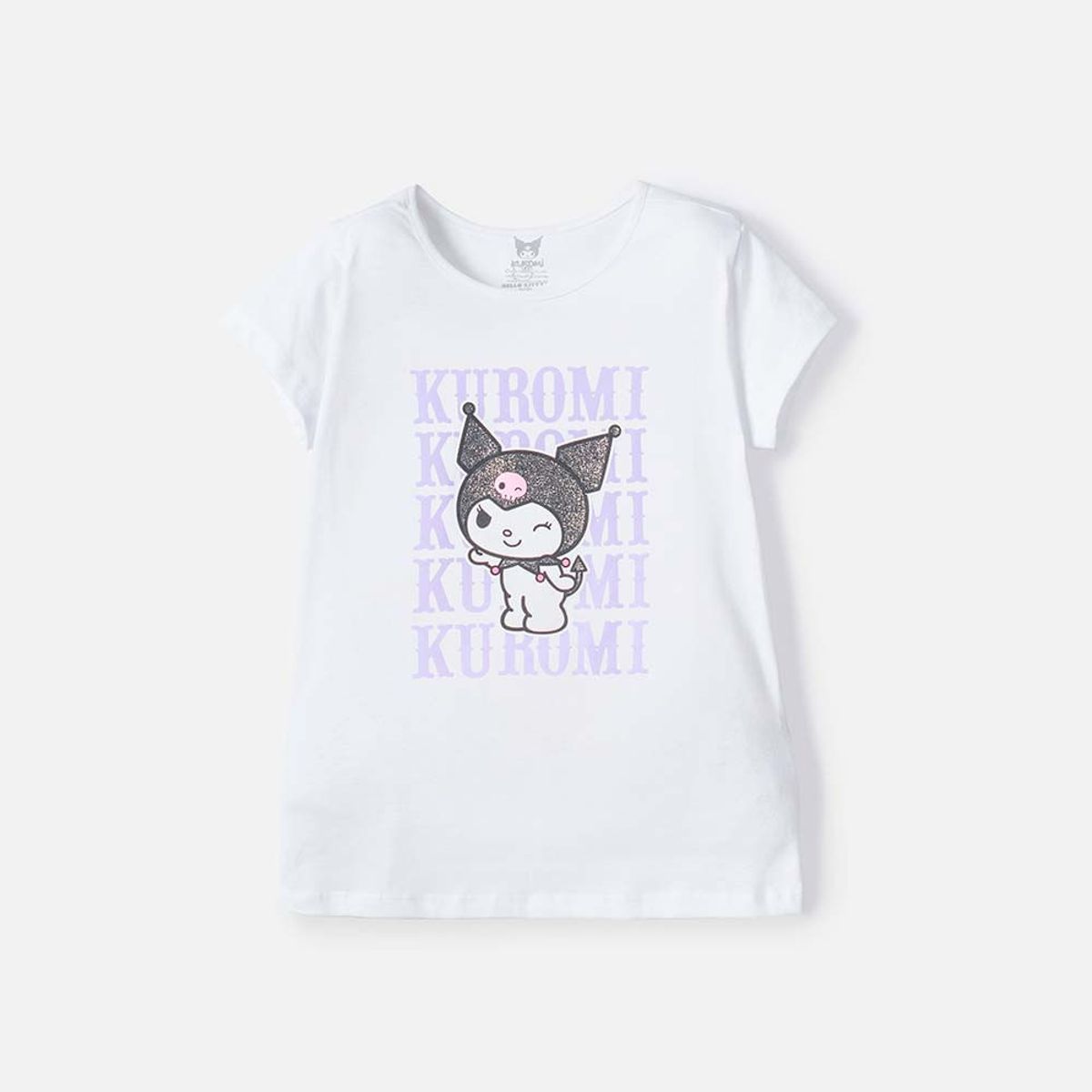 SANRIO - Camiseta de Kuromi manga corta blanco para niña