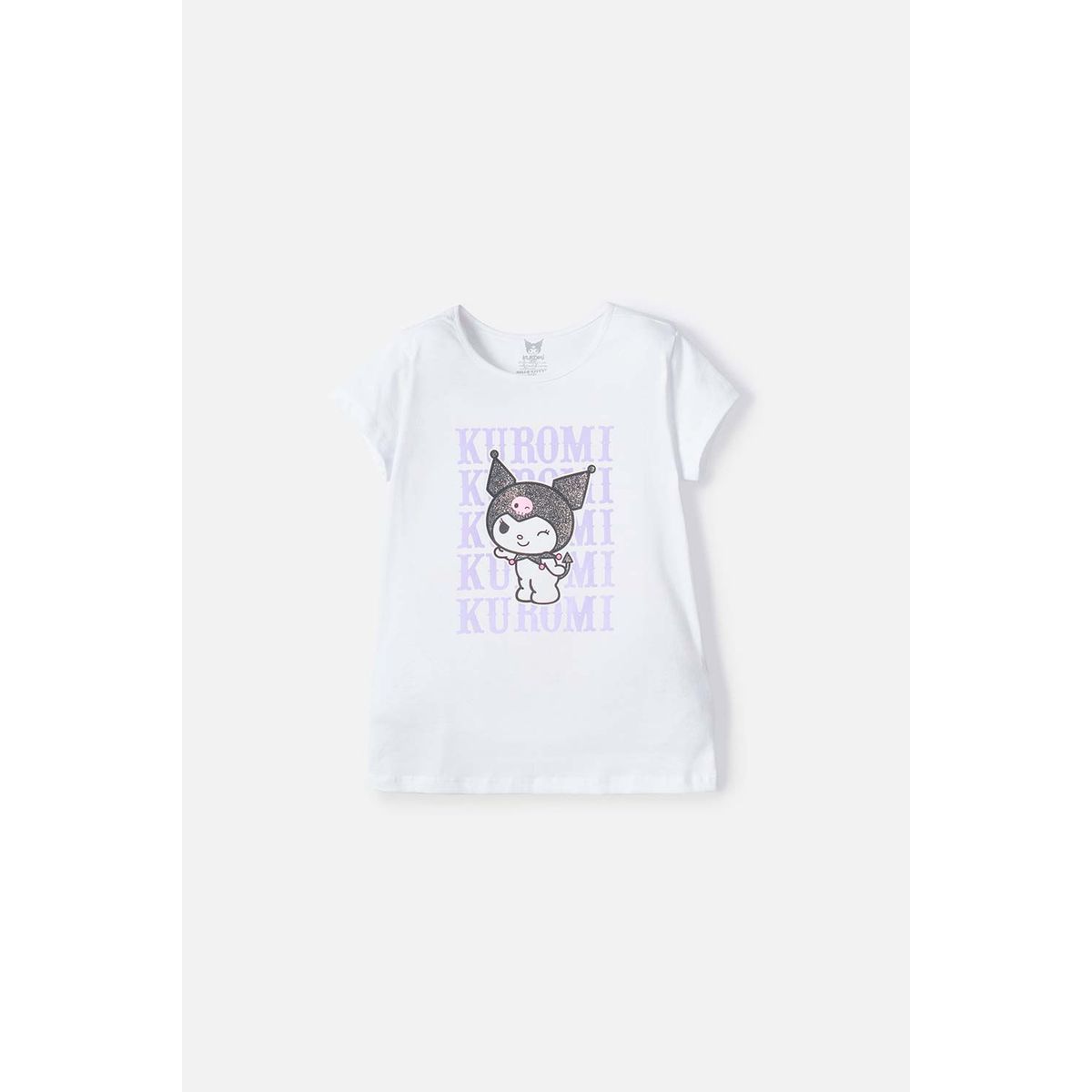 SANRIO - Camiseta de Kuromi manga corta blanco para niña