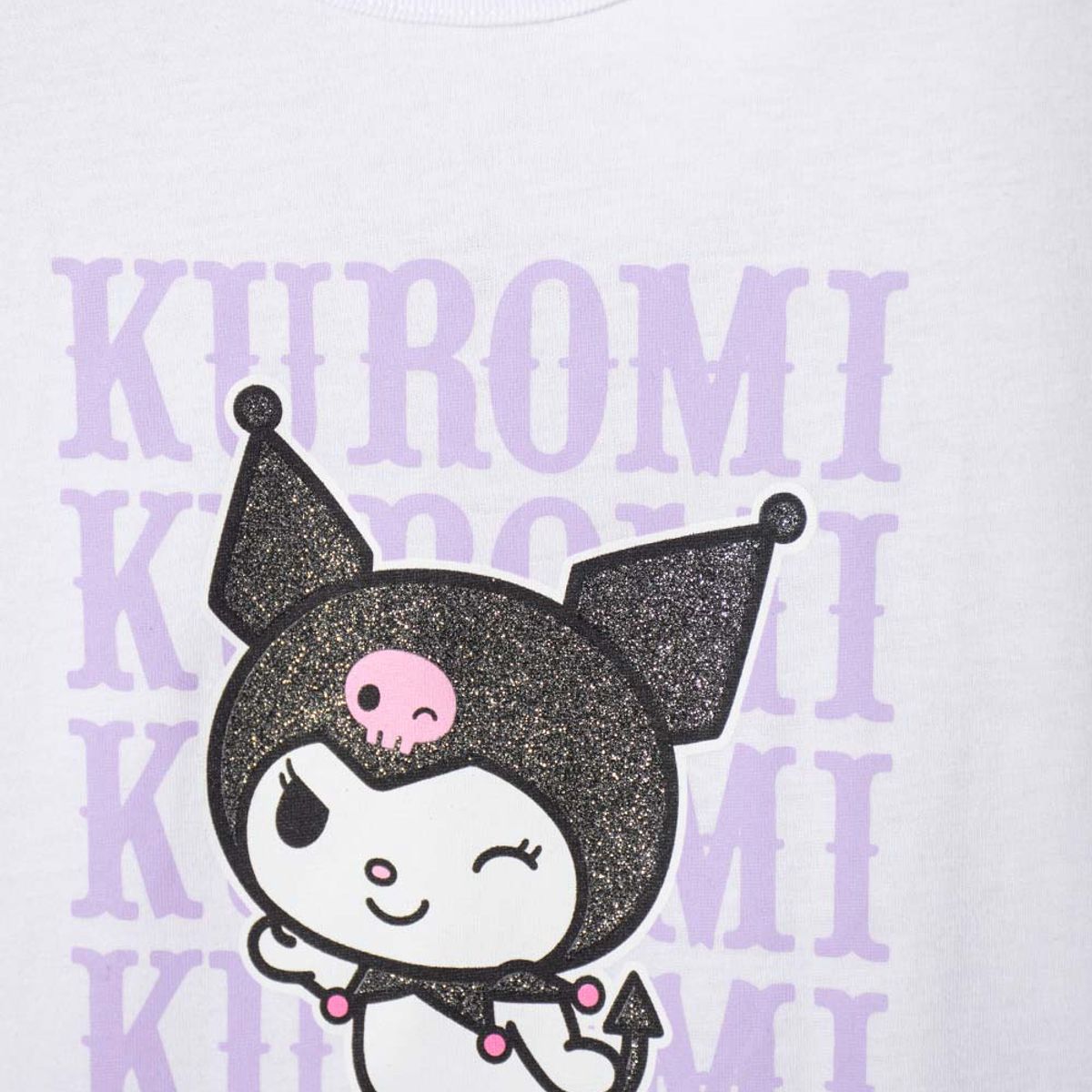 SANRIO - Camiseta de Kuromi manga corta blanco para niña