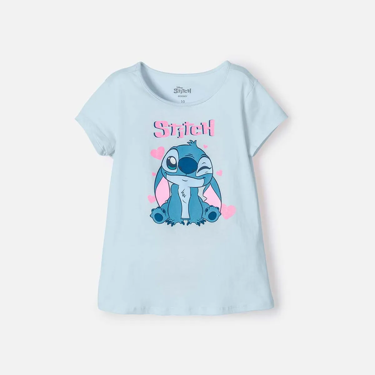 DISNEY - Camiseta de Stitch manga corta azul para niña