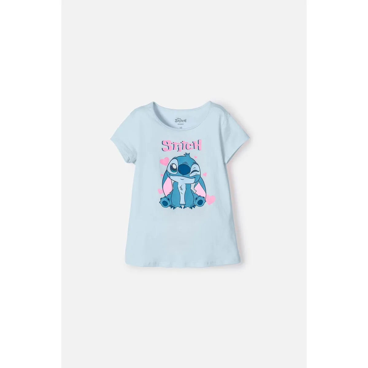 DISNEY - Camiseta de Stitch manga corta azul para niña