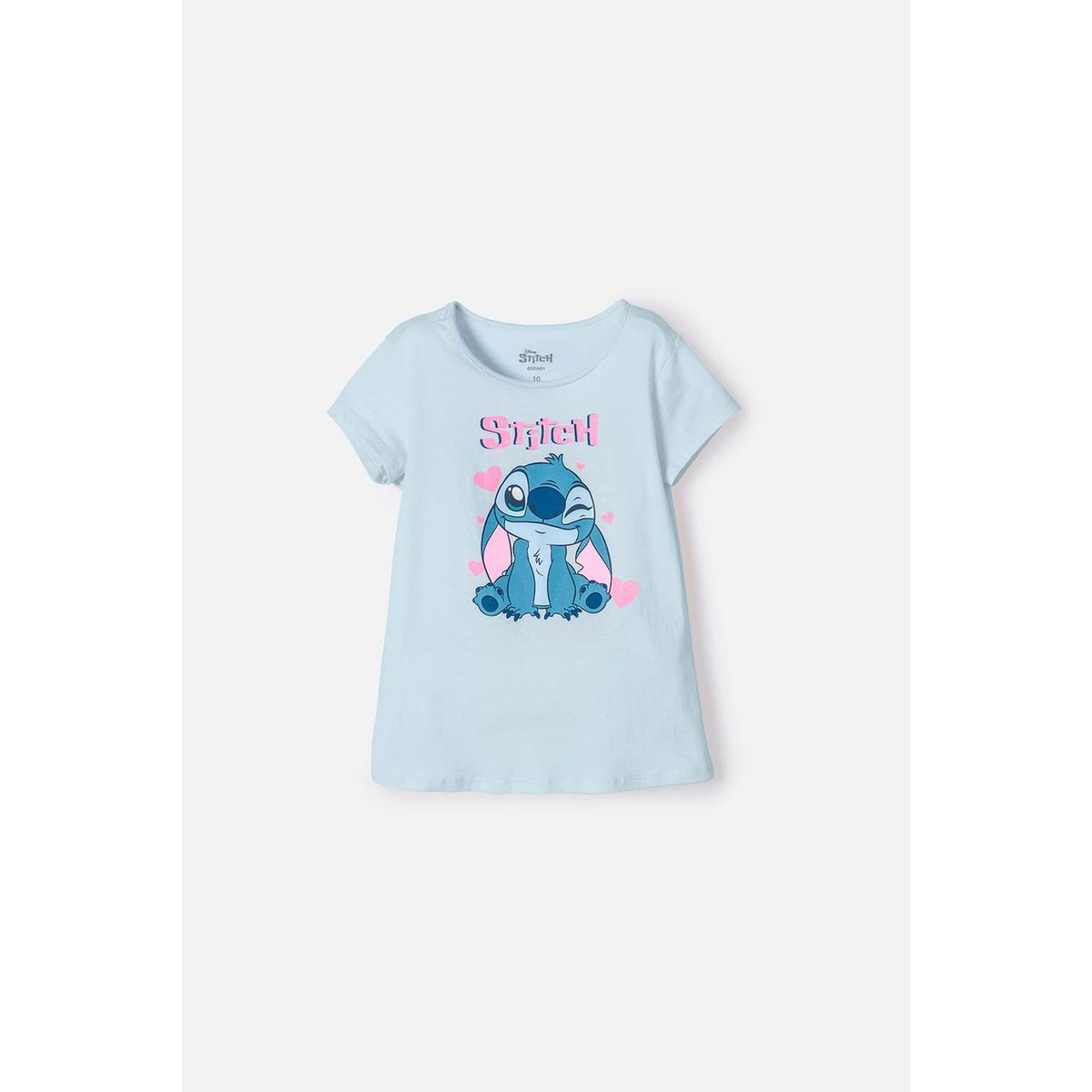 DISNEY - Camiseta de Stitch manga corta azul para niña