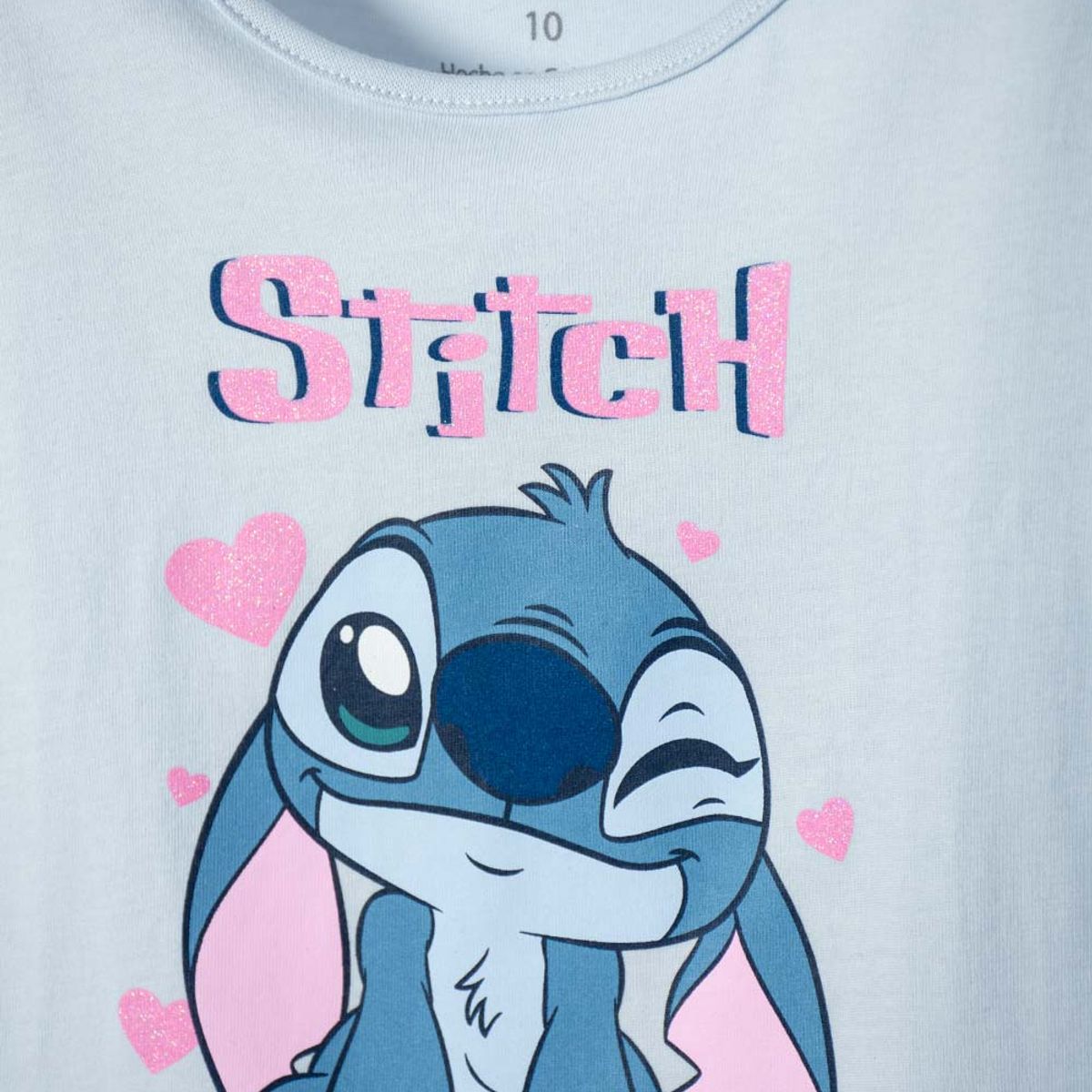 DISNEY - Camiseta de Stitch manga corta azul para niña