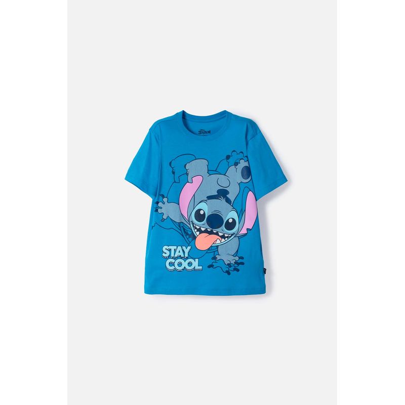 DISNEY - Camiseta de Stitch manga corta azul para niño