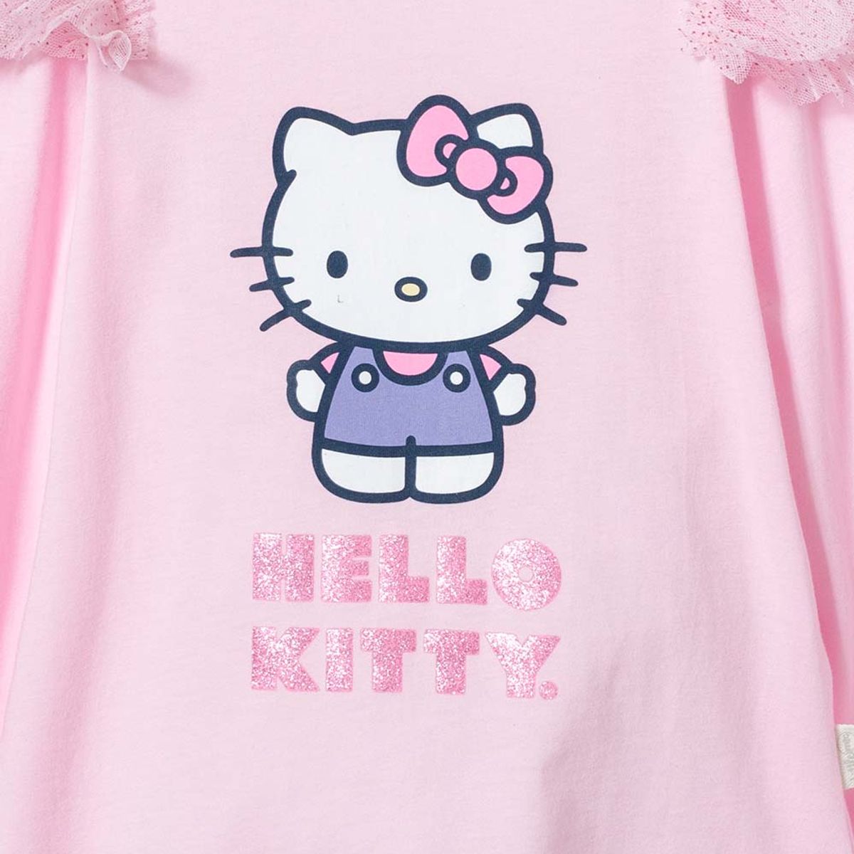 HELLO KITTY - Camiseta de Hello Kitty rosada manga larga para niña 2T a 5T