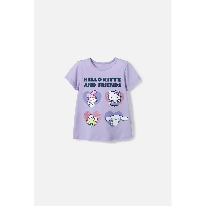 HELLO KITTY - Camiseta de Hello Kitty lila estampada en frente para niña 2T a 5T