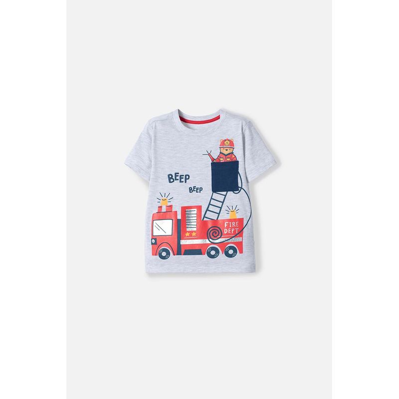 LITTLEMIC - Camiseta de Littlemic manga corta gris para niño 2T a 5T