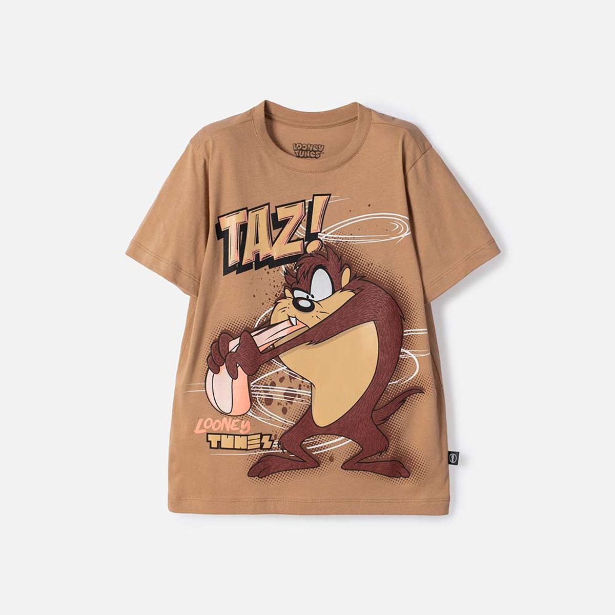 WARNER BROS - Camiseta de los Looney Tunes café estampada en frente para niño