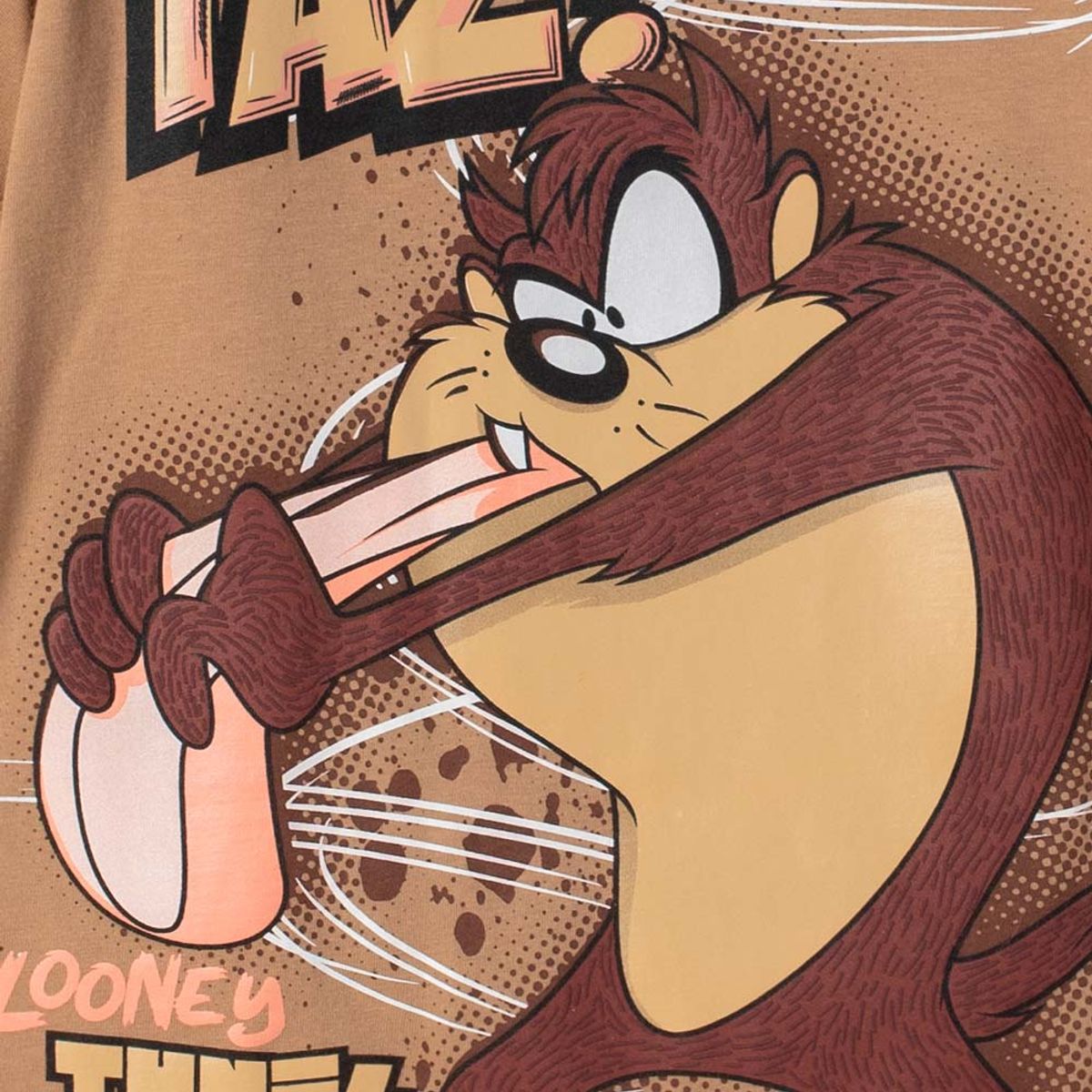WARNER BROS - Camiseta de los Looney Tunes café estampada en frente para niño