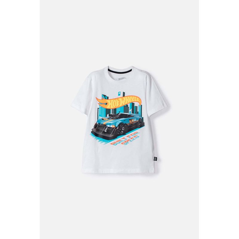 HOT WHEELS - Camiseta de Hot Wheels manga corta blanco para niño