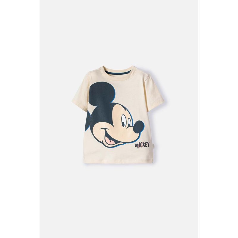 DISNEY - Camiseta de Mickey Mouse manga corta almendra para niño 2T a 5T