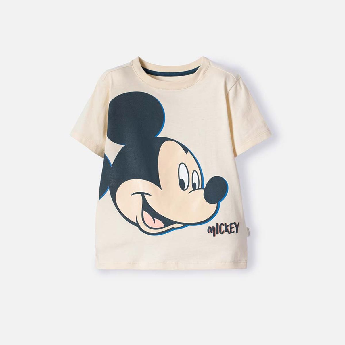 DISNEY - Camiseta de Mickey Mouse marfil oscuro manga larga para niño 2T a 5T