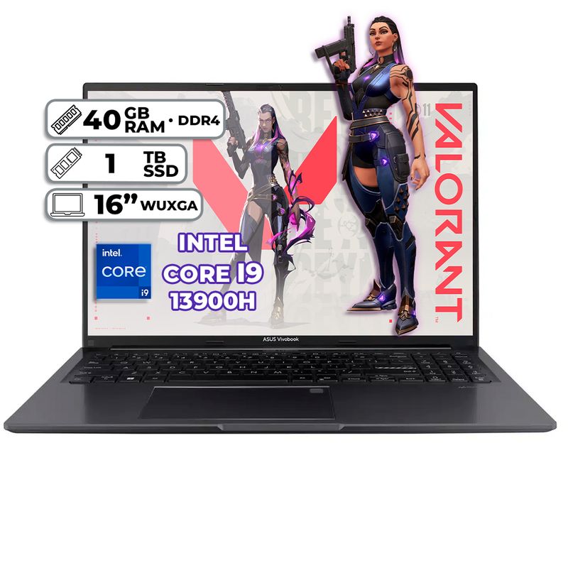 ASUS - PORTÁTIL ASUS X1605VA-MB575 INTEL CORE I9 13900H 40GB DDR4 1TB SSD 16 WUXGA INDIE BLACK