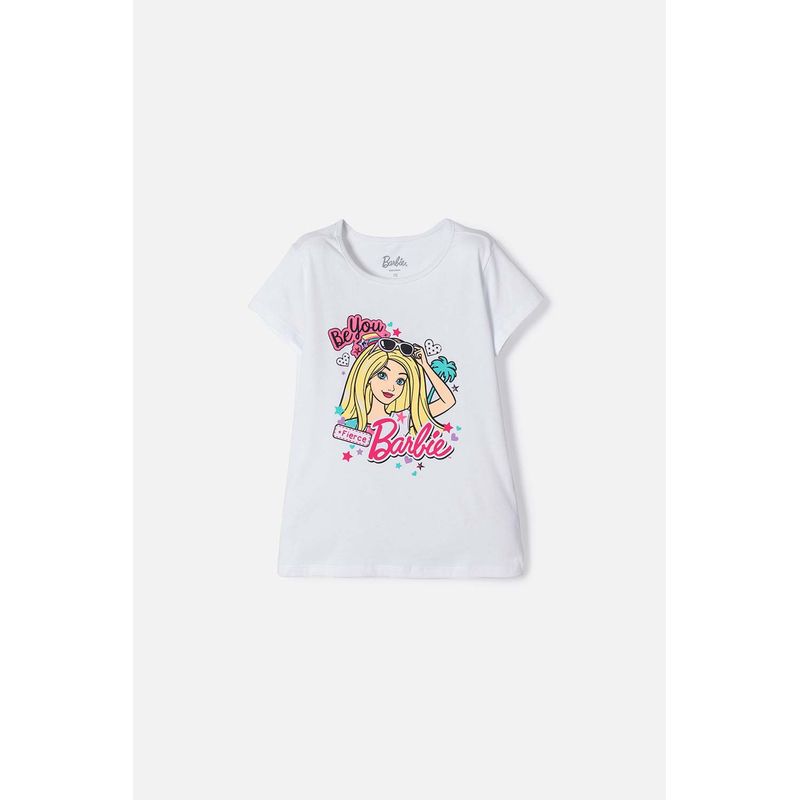 MATTEL - Camiseta de la Barbie estampada blanca para niña