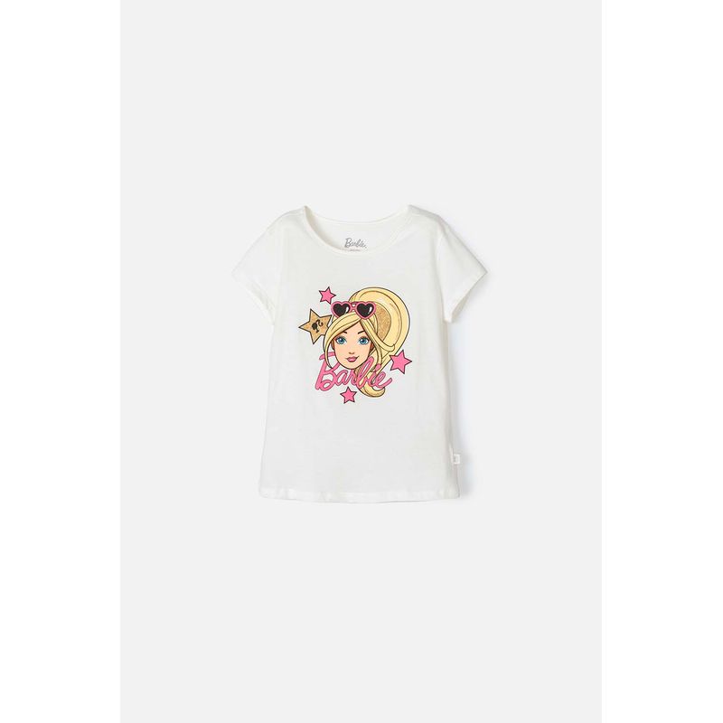 MATTEL - Camiseta de Baribie manga corta marfil para niña