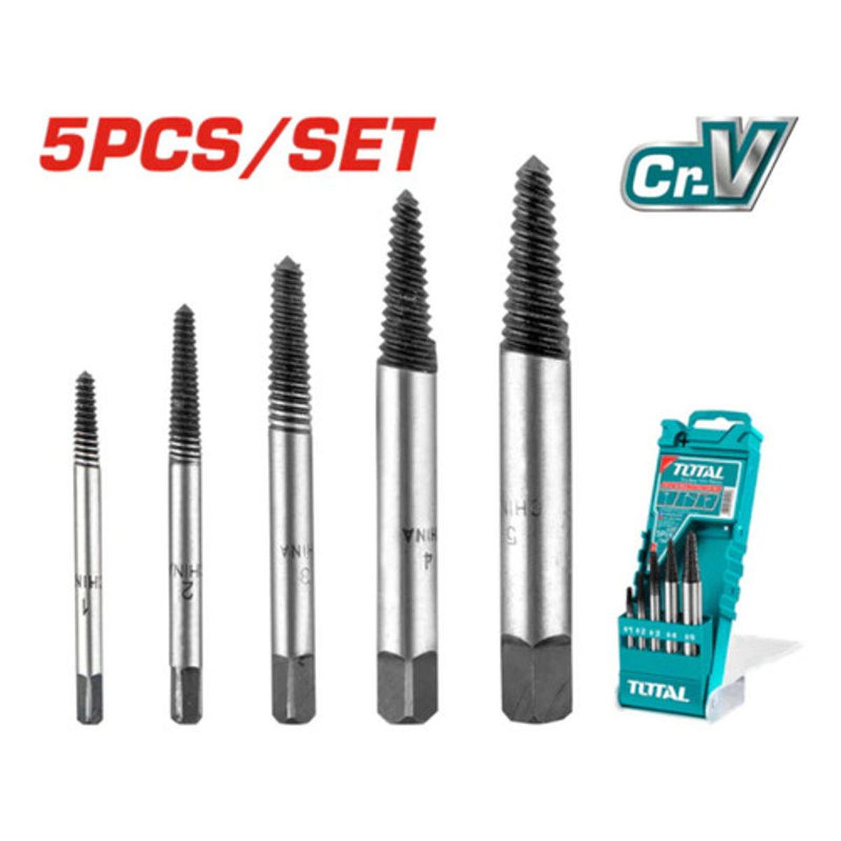 TOTAL - Extractor De Tornillos Industrial Juego X 5 Pzs Total