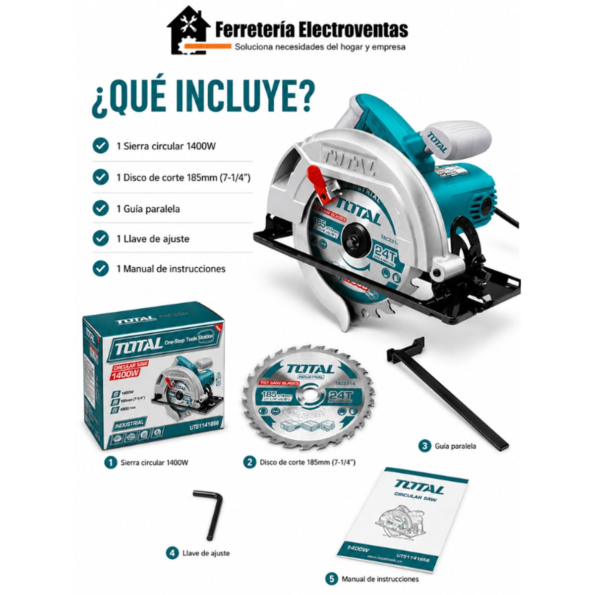 TOTAL - Sierra Circular 7 14 1400w industrial total