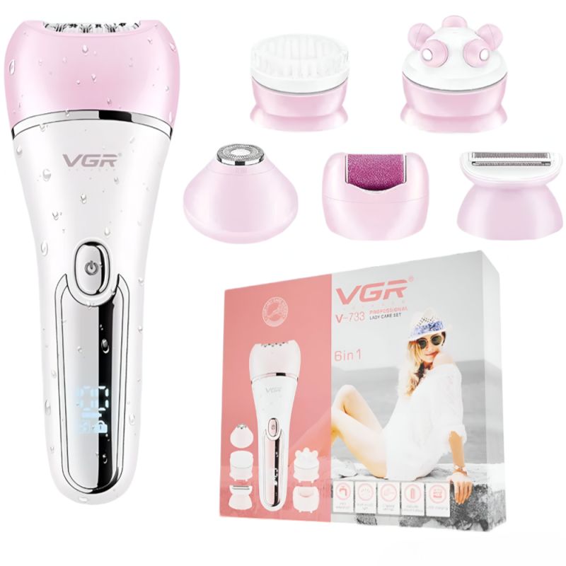 VGR - Depiladora Eléctrica Femenina Lady Care Multifuncional VGR 6 en 1