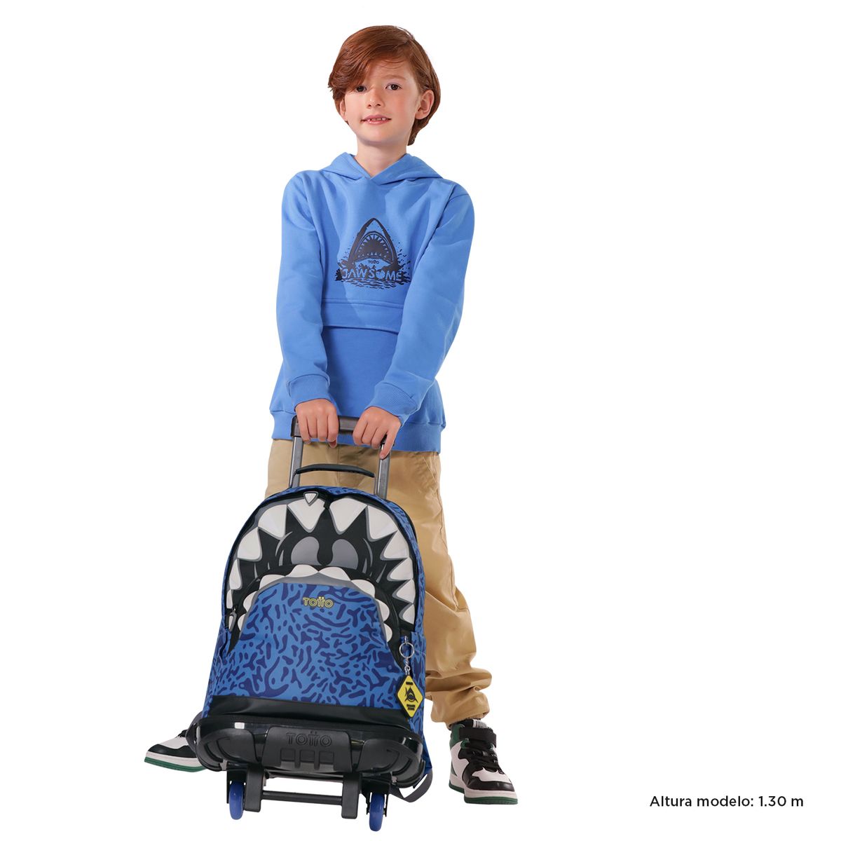 TOTTO - Morral con 3 ruedas Niño Sharky Grande Azul