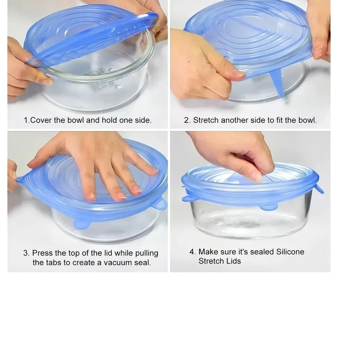 SKY - Tapas Elásticas Silicona Set 6 Sellado Alimentos Recipiente