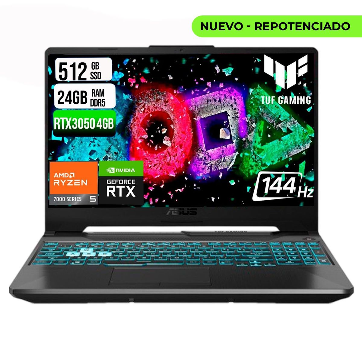 ASUS - ASUS TUF A15 AMD RYZEN 5 7535HS SSD 512GB RAM 24GB DDR5 15,6 FHD RTX 3050 4GB