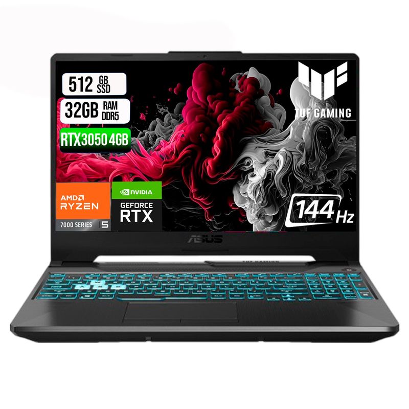 ASUS - ASUS TUF A15 AMD RYZEN 5 7535HS SSD 512GB RAM 32GB DDR5 15,6 FHD RTX 3050 4GB
