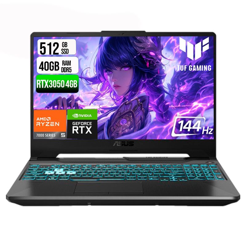ASUS - ASUS TUF A15 AMD RYZEN 5 7535HS SSD 512GB RAM 40GB DDR5 15,6 FHD RTX 3050 4GB