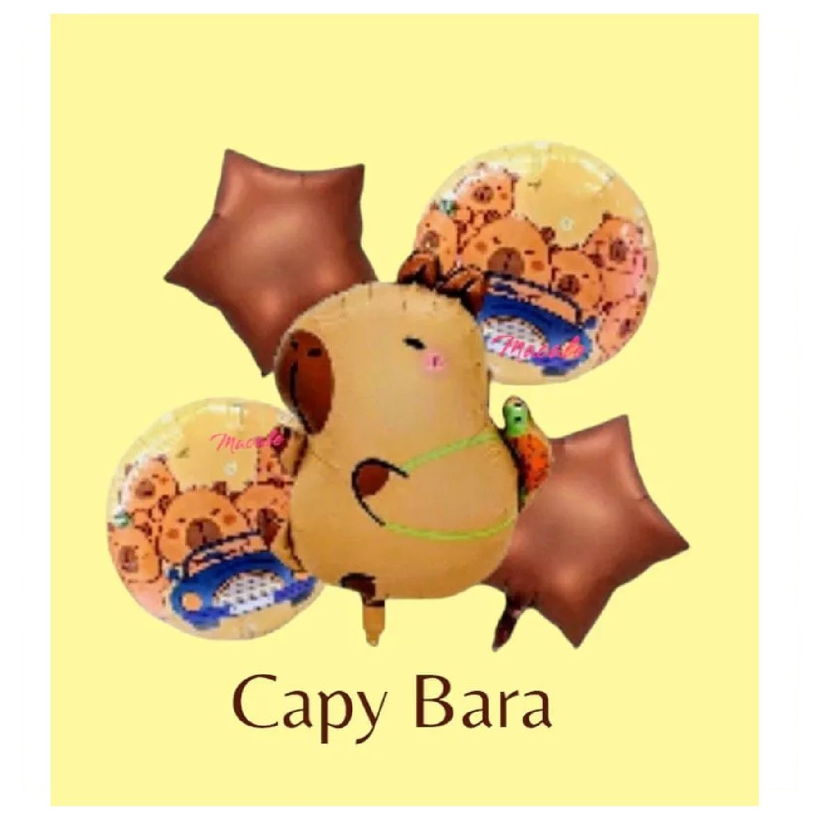 GENERICO - Bouquet X5 Globos Metálizados CapyBara Con Maletín Tortuga