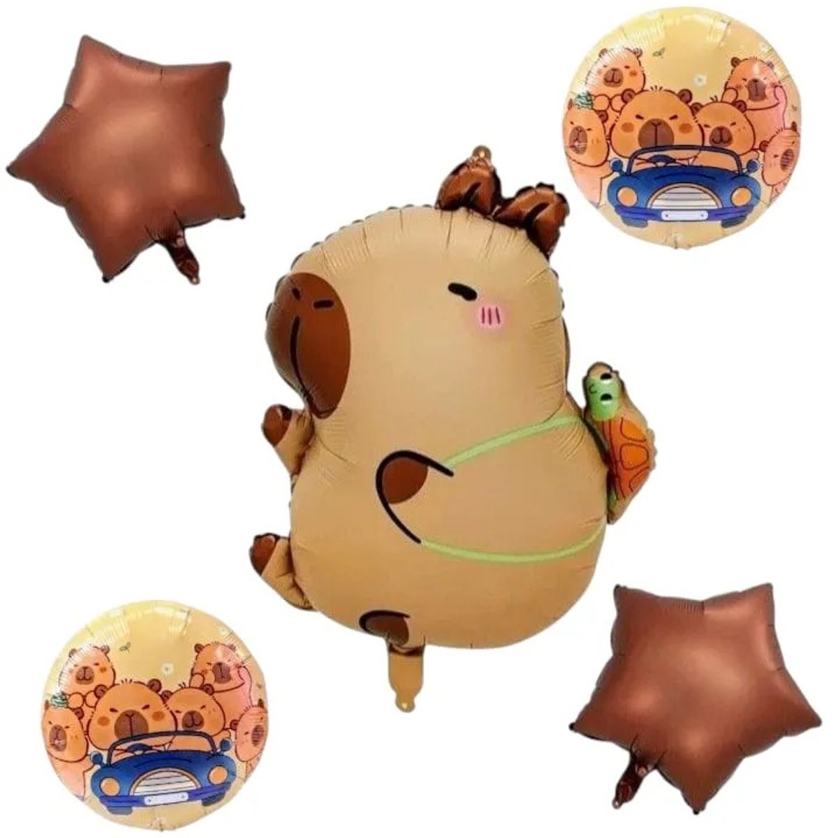 GENERICO - Bouquet X5 Globos Metálizados CapyBara Con Maletín Tortuga