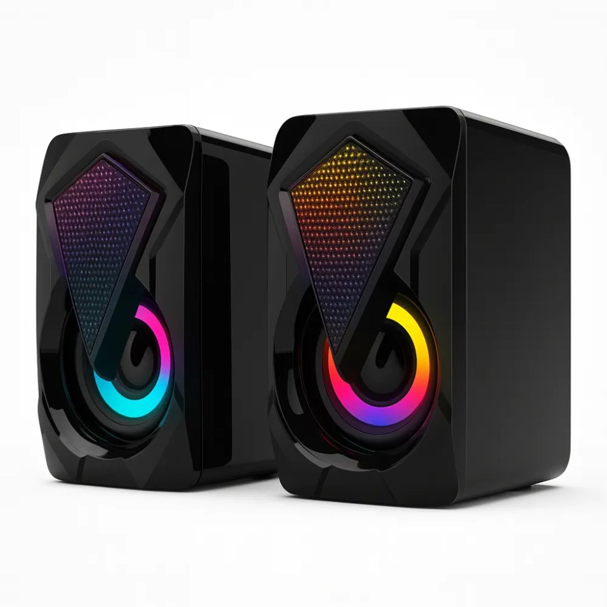 TECNOHOGAR JS - Parlantes PC Gaming RGB USB Luz LED Estéreo Compactos  Sonido Potente