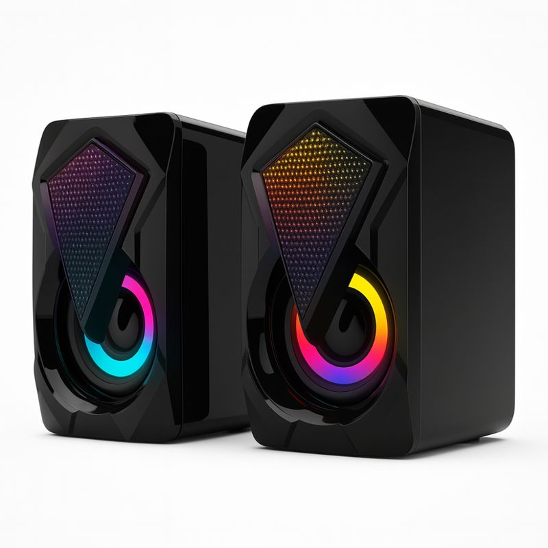 GENERICO - Parlantes PC Gaming RGB USB Luz LED Estéreo Compactos  Sonido Potente