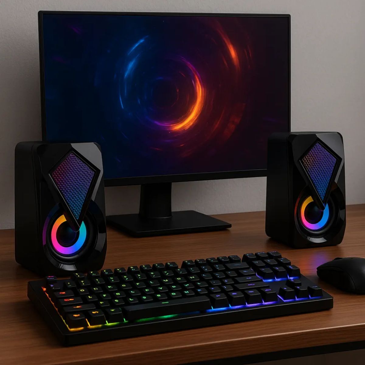 TECNOHOGAR JS - Parlantes PC Gaming RGB USB Luz LED Estéreo Compactos  Sonido Potente