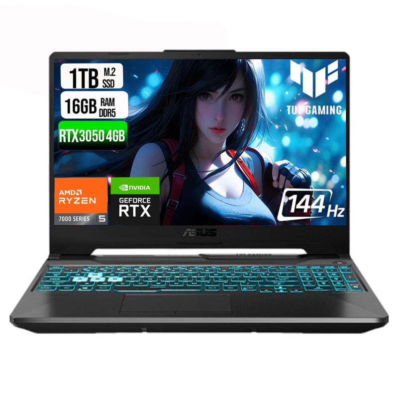 ASUS - ASUS TUF A15 AMD RYZEN 5 7535HS SSD 1TB RAM 16GB DDR5 15,6 FHD RTX 3050 4GB