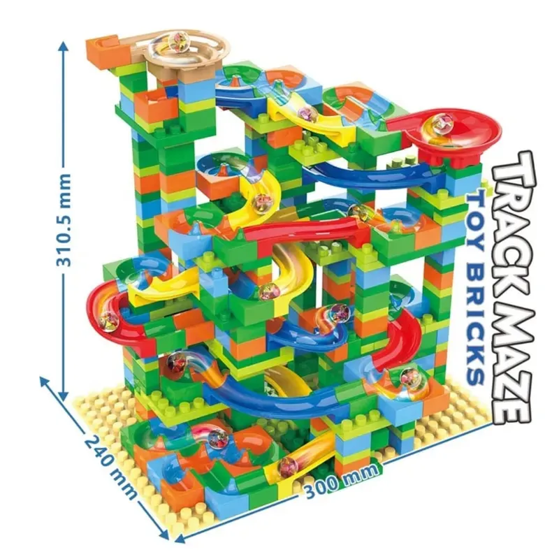 MARKET TOYS - Arma Todo Bloques Para Armar Pista De Bolitas 402 Pcs