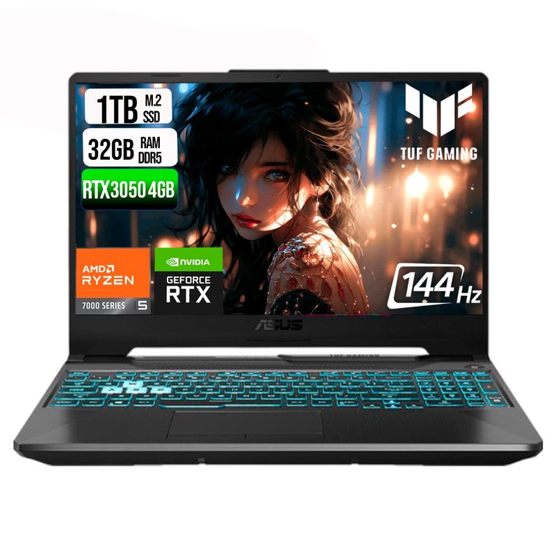 ASUS - ASUS TUF A15 AMD RYZEN 5 7535HS SSD 1TB RAM 32GB DDR5 15,6 FHD RTX 3050 4GB