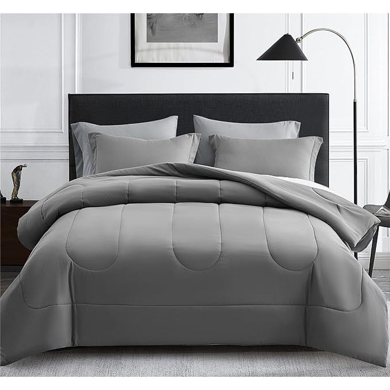 GENERICO - Plumón Edredón Gris Oscuro Cama 160X190l 5 piezas