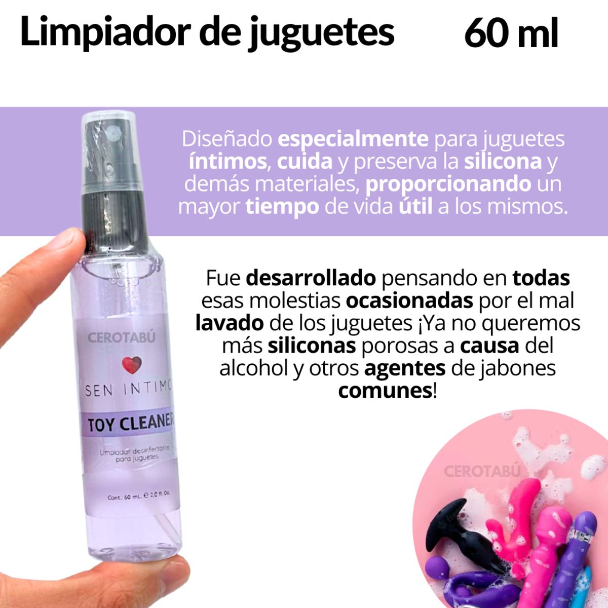 GENERICO - Toy Cleaner Limpiador Desinfectante Juguetes Sen Intimo 60mL