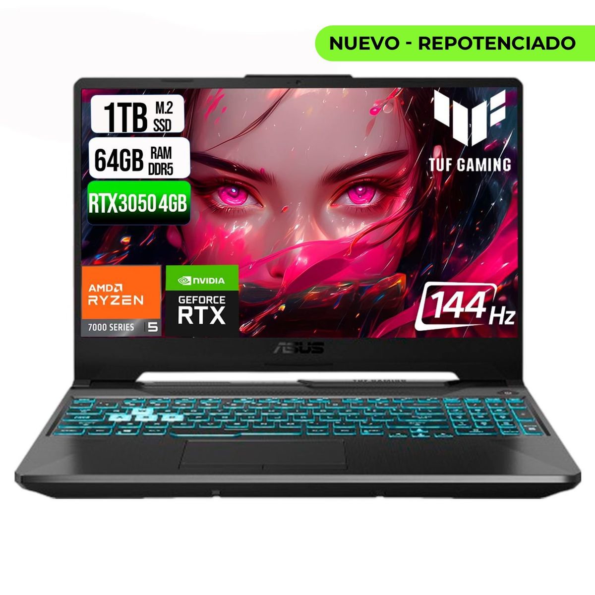 ASUS - ASUS TUF A15 AMD RYZEN 5 7535HS SSD 1TB RAM 64GB DDR5 15,6 FHD RTX 3050 4GB