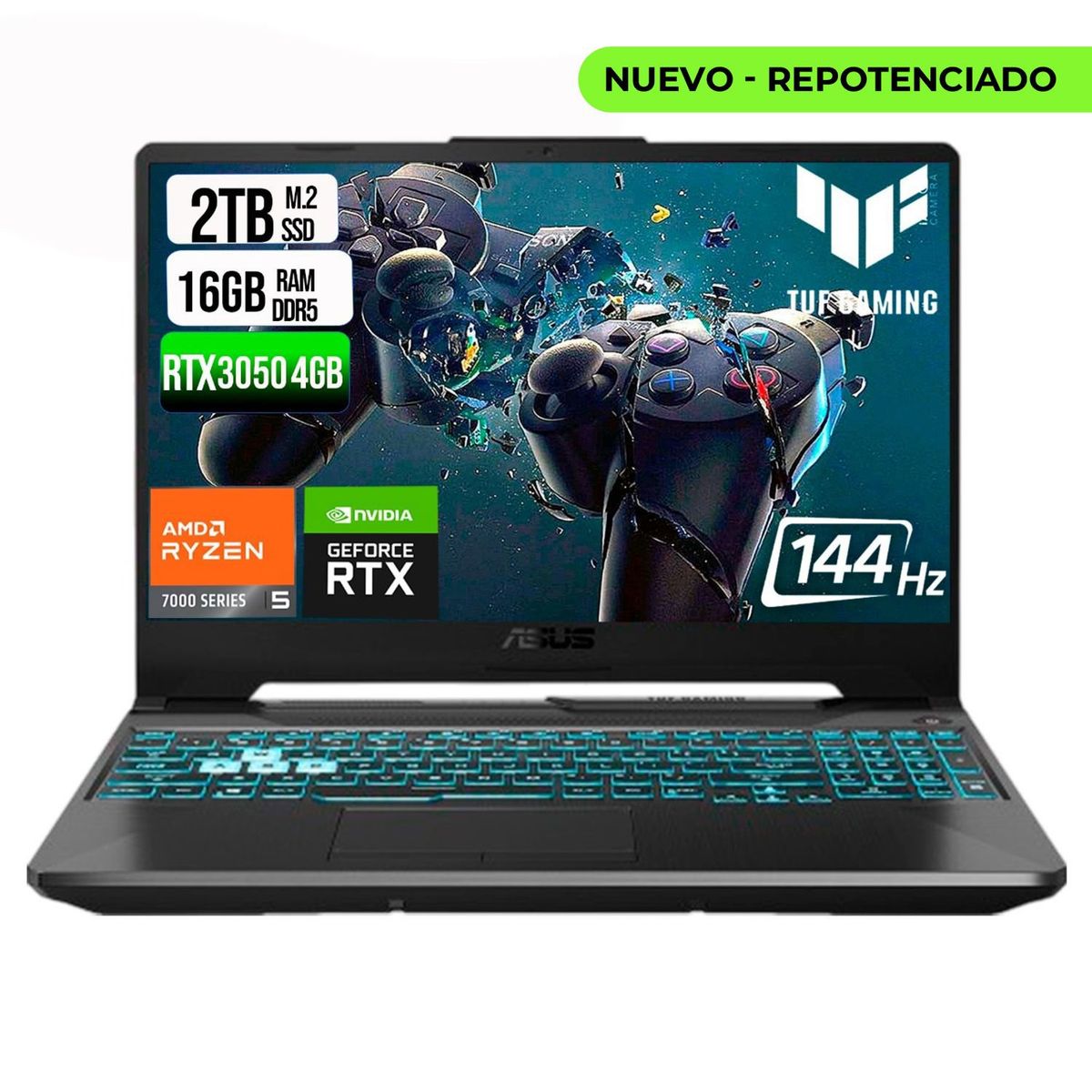 ASUS - ASUS TUF A15 AMD RYZEN 5 7535HS SSD 2TB RAM 16GB DDR5 15,6 FHD RTX 3050 4GB